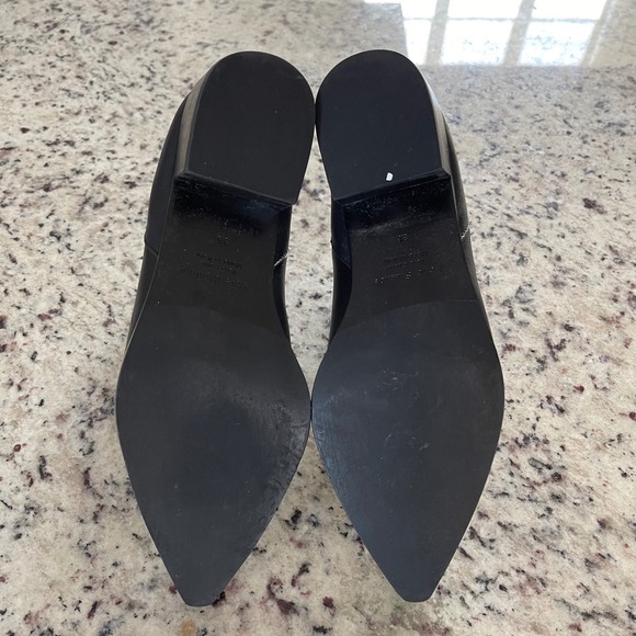 Acne Studios Jensen Chelsea Boots Women 38 Black Pointed Toe Leather Metal Tip - Picture 9 of 10